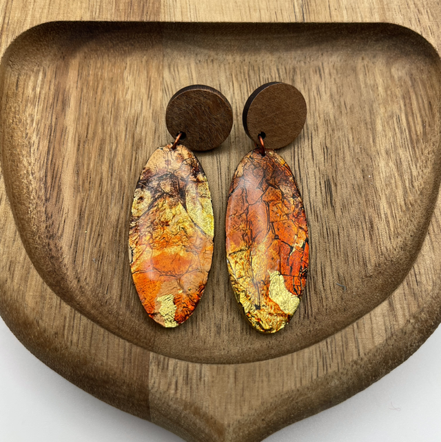 Amber & wood ovals 