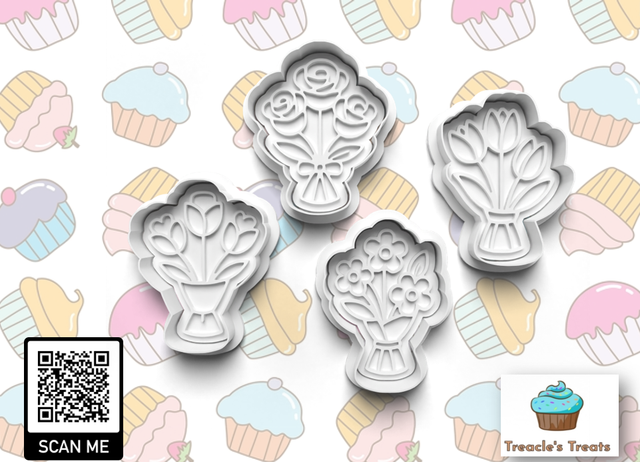 Flower Bouquets Fondant/cookie stamp with matching cutter