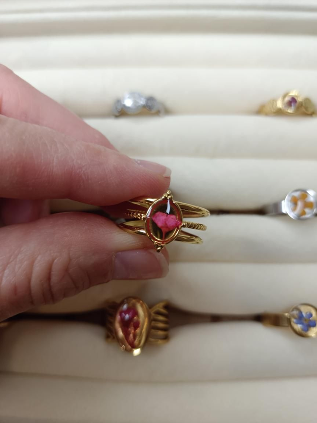Bague Fleur séchée Rose
