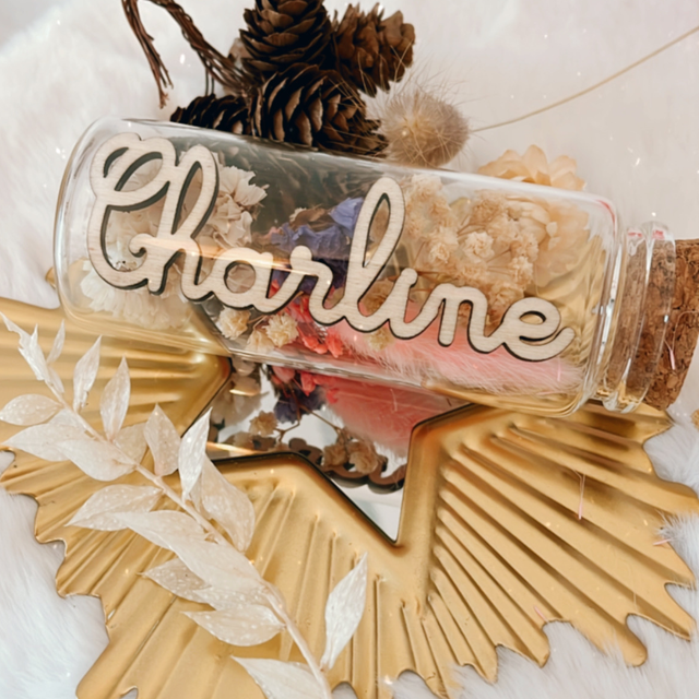 Fiole en verre fleurs séchées