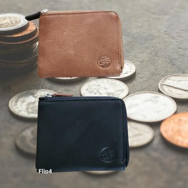 Porte-cartes en cuir avec fermeture éclair 