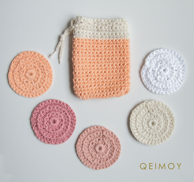 Beauty-set: handgehaakt katoenen zeepzakje en 5 gezichtsscrubbies