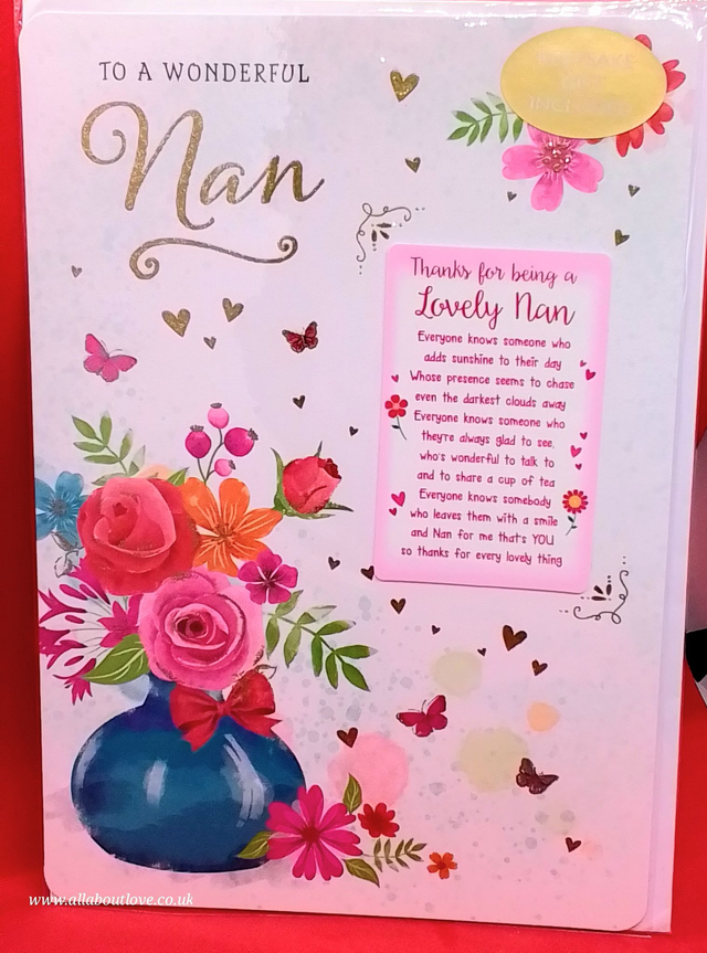 Nan Birthday Card Stunning Sentiment Words keepsake Card Included 