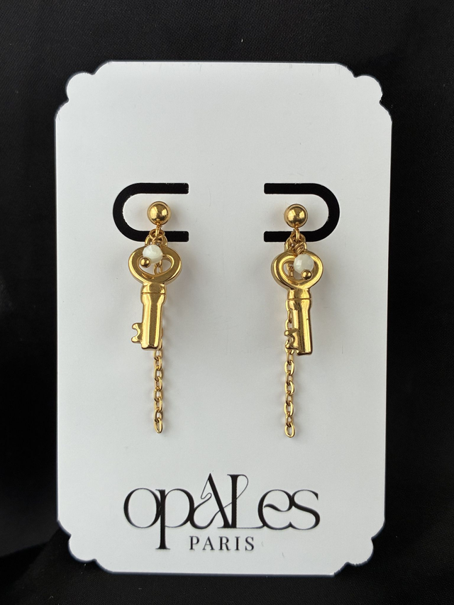 Boucles d'oreilles Clé du Coeur Doré