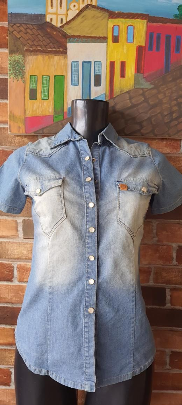 Blusa Jeans T/P, Manga Curta