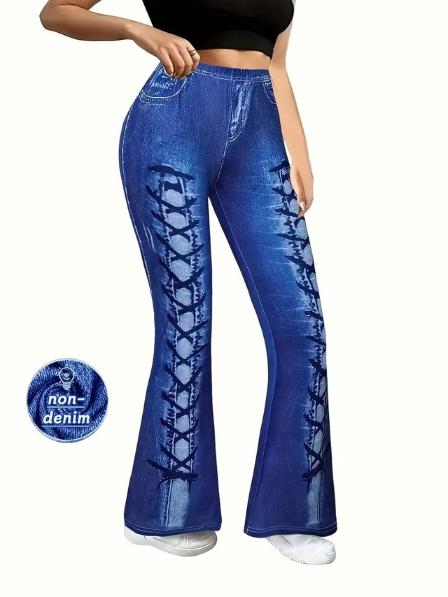 Women's Imitation Denim Leggings with Print 