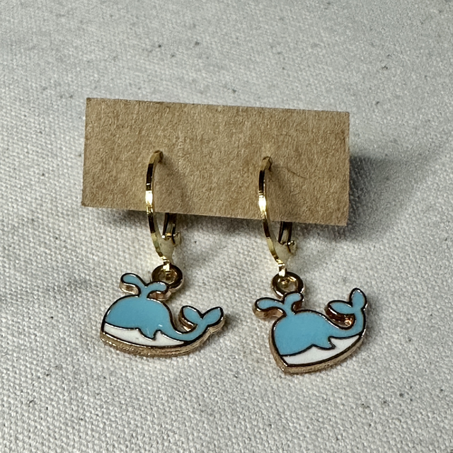 Blue whale Huggie hoop earrings 