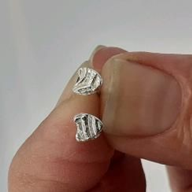 Embellished silver heart studs 