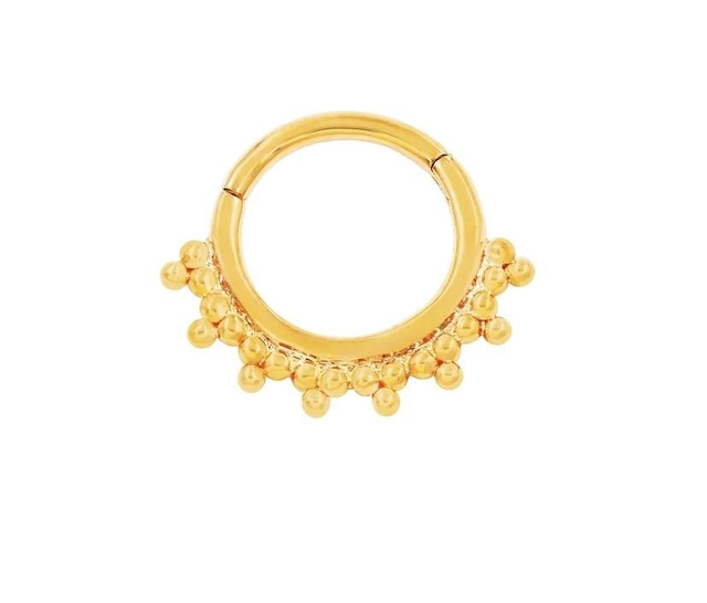 Gold Tribead Hinged Ring