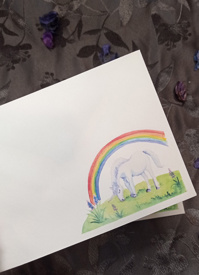 Papier à lettres et enveloppes Licorne Arc-en-Ciel
