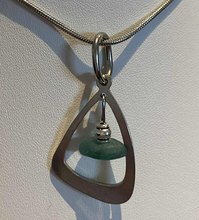 Green sea glass necklace