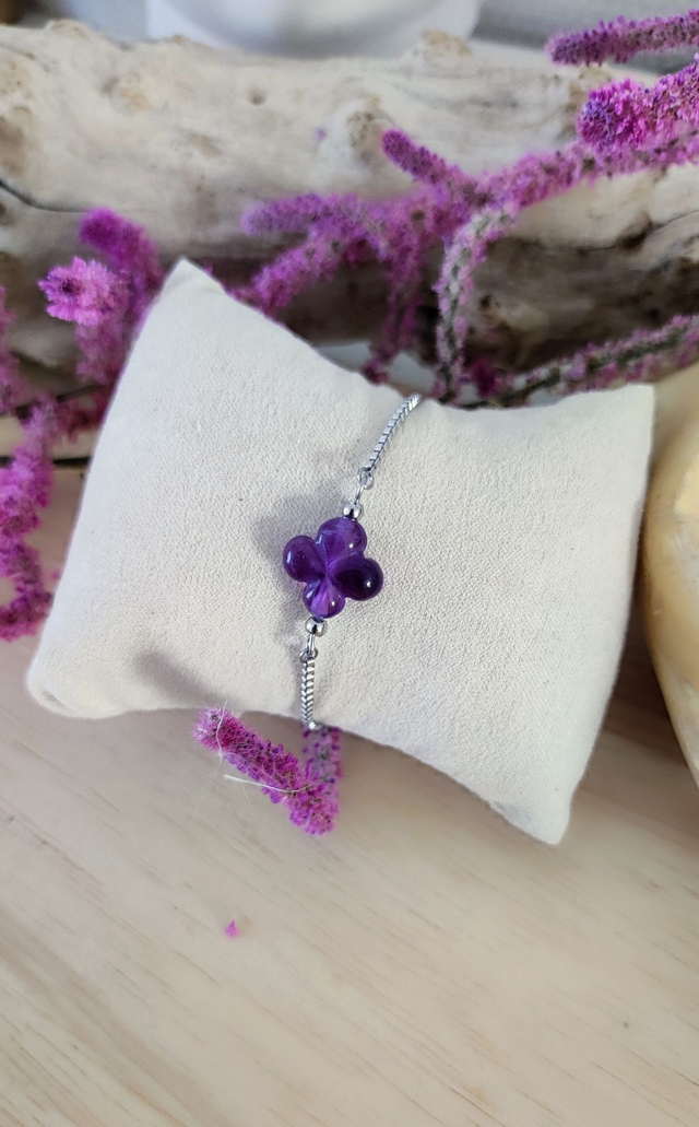 Bracelet Trèfle Améthyste