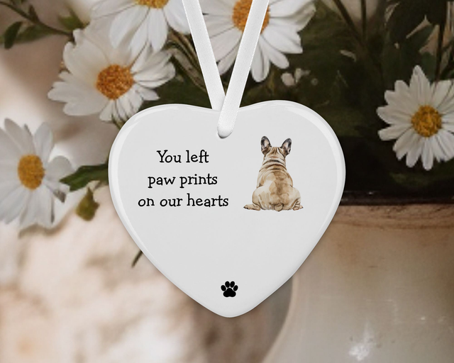 "French Bulldog"  Personalised Pet Memorial Ceramic Heart  