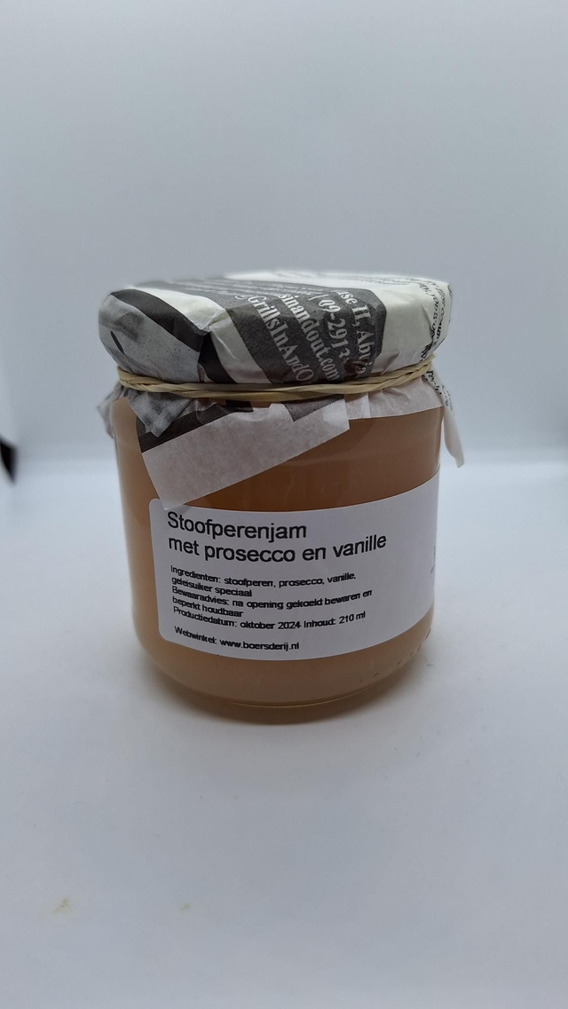 Stoofperenjam met prosecco en vanille 