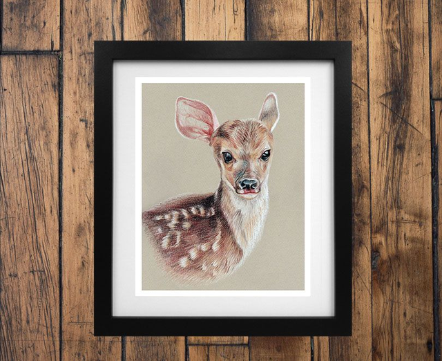 Fawn Print - After an original colouring pencil drawing on paper