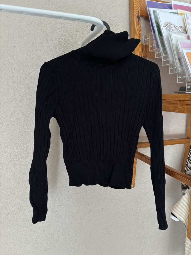 Pull noir col roulé (210)
