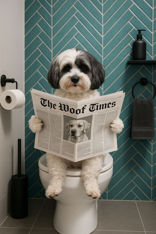Havanese on the Toilet Framed Canvas