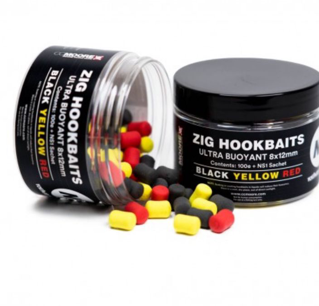 CC Moore Zig Hookbaits Black/Yellow/Red 8x12mm