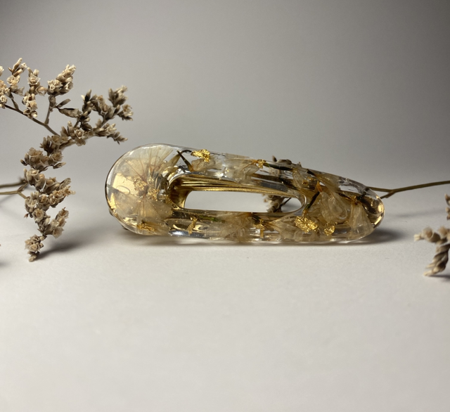 Barrette teardrop Limoniums blanc 