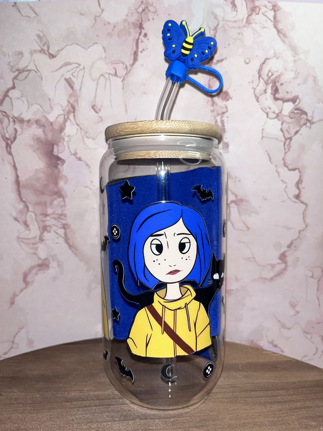 canette verre poupée bleue