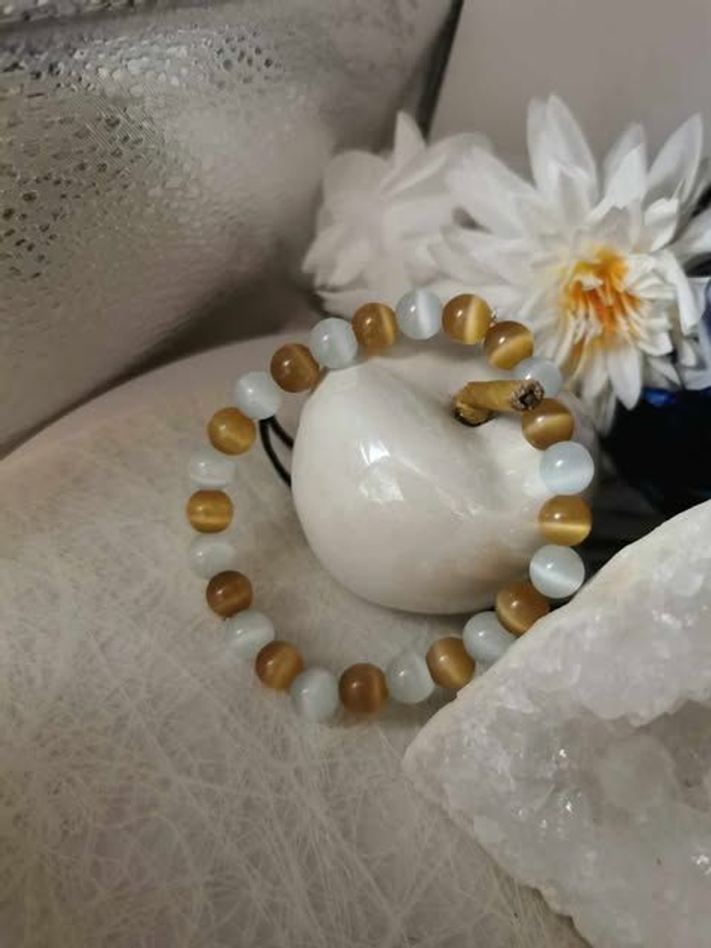 Bracelet Œil de Chat Pêche Collection Colors 