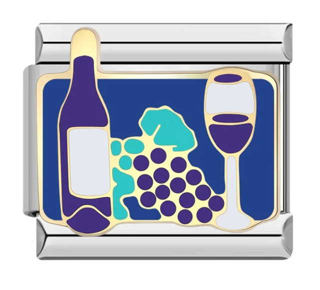 Charm Vino y copa con Uvas