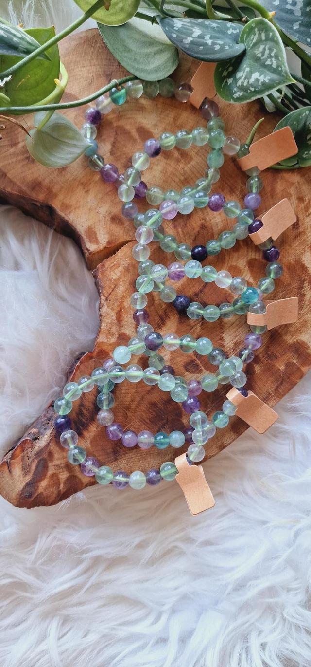 Fluorite 8mm Beaded Bracelet 