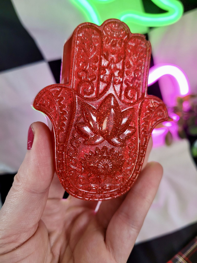 Shimmering Red Hamsa Hand Ornament
