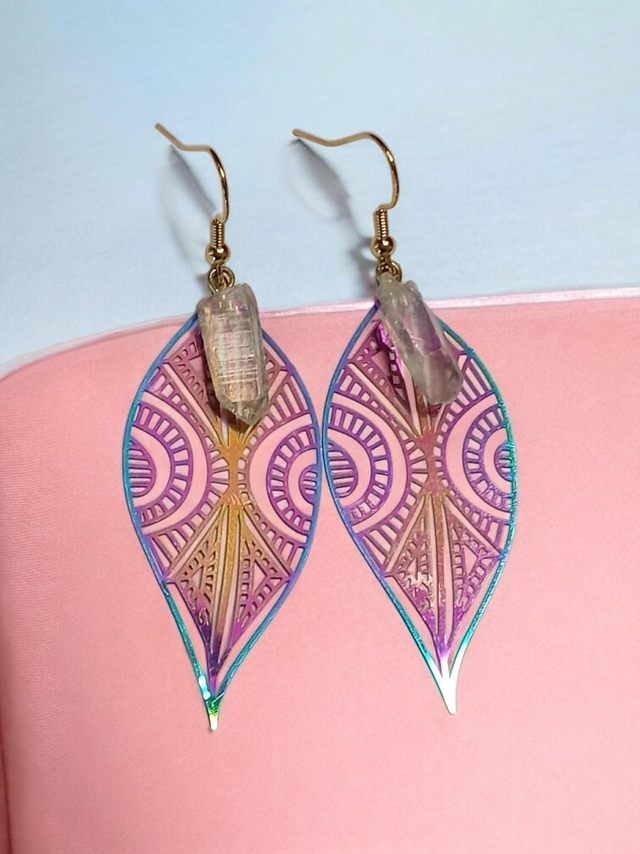 Clear Quartz Gold Earrings