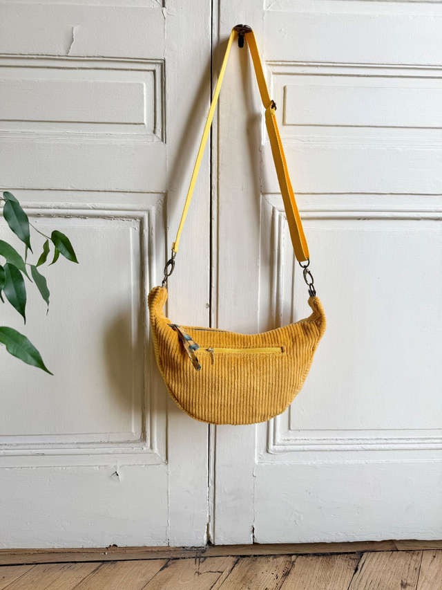 Sac Demi Lune velours côtelé - JAUNE