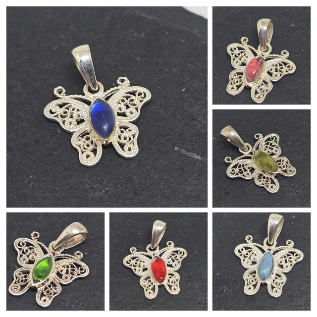 Sterling Silver Seaglass Butterfly Pendants