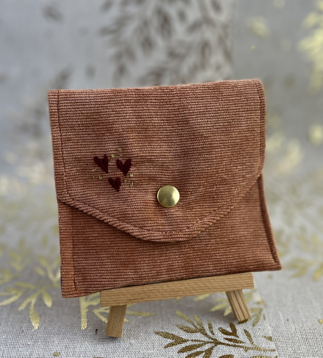 Pochette velours cotelé terracotta 
