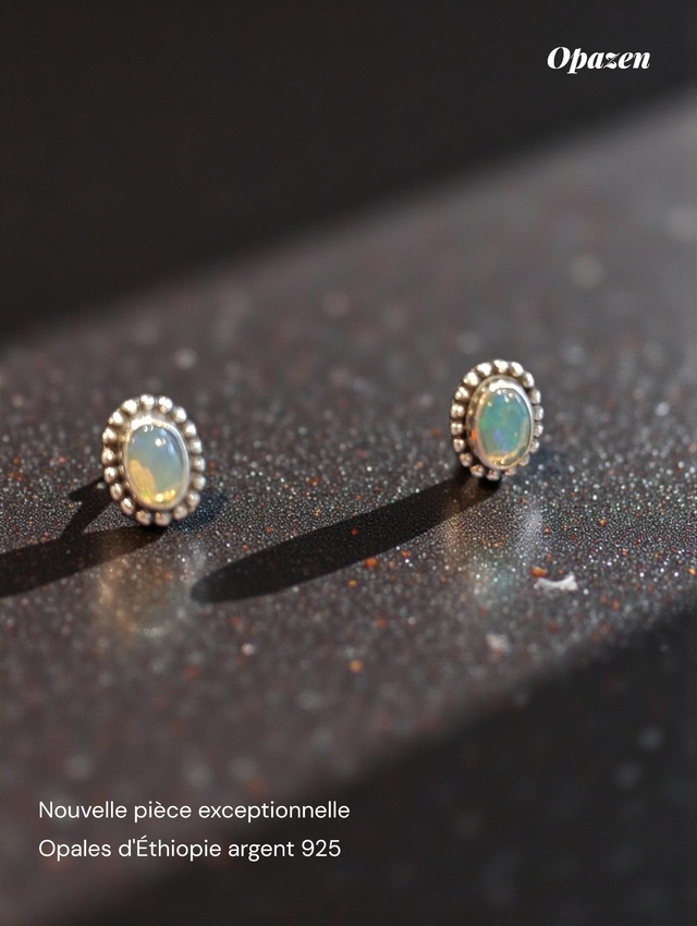 Boucles d'oreilles Opales d'Éthiopie 