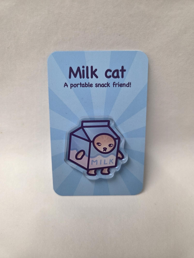 Milk Carton Cat 100% Recycled Acrylic Pin Badge - ST-022
