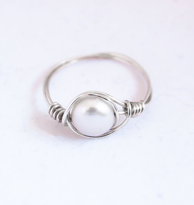 Anillo de hilo de plata 925 con Perla