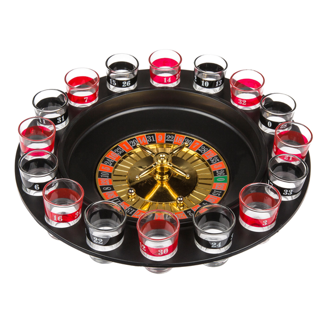 Roulette Trinkspiel mit 16 Gläsern