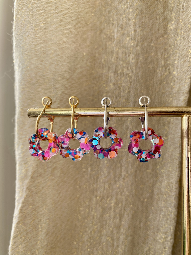 Créoles fleurs - flamingo