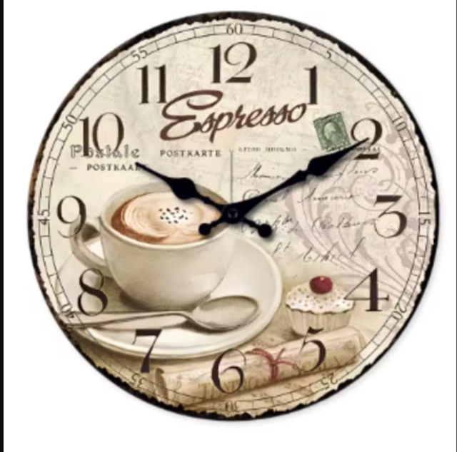 Ronde wandklok van hout analoge Espresso (25cm)