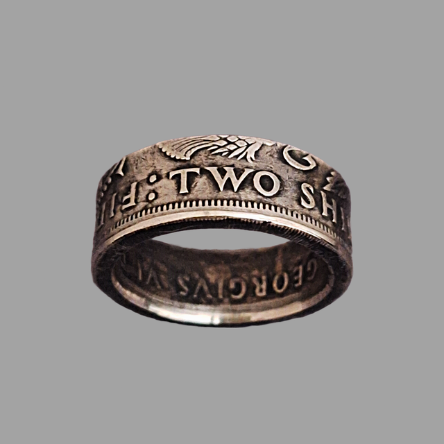 UK Two Shillings 1951 coin ring   