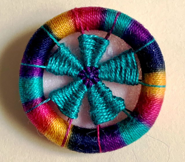 Dorset Button Brooch, Turquoise Flower