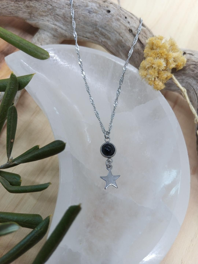 Collier KAÏNA Acier Inoxydable et Onyx Noir - Élégance et Énergie