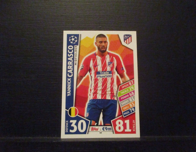 Yannick Carrasco - UEFA Champions League Match Attax 2017/18 Original Trading Card #49