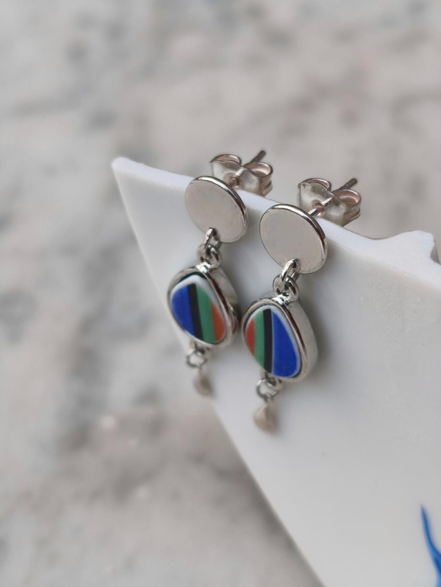 Boucles d'oreilles pendantes - porcelaine et laiton - porcelaine de Limoges, Haviland - no.1