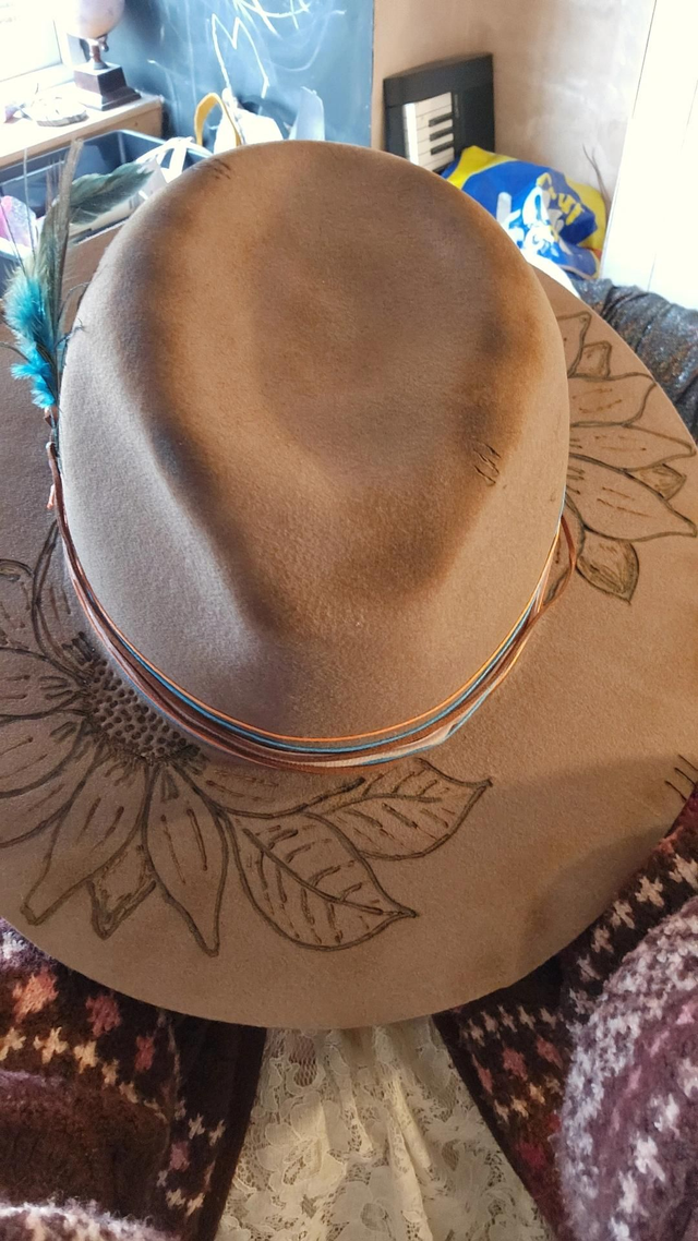 Burnt flower Handcrafted hat