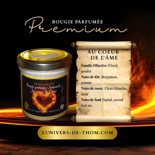Bougie artisanale magnétisée – Au Cœur de l’Âme 120 GR