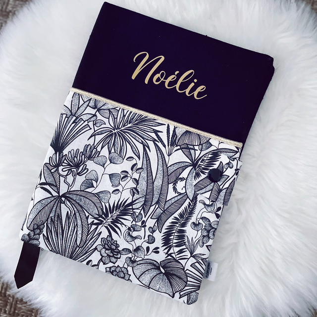 Protège carnet de santé imprimé jungle noir&amp;blanc 