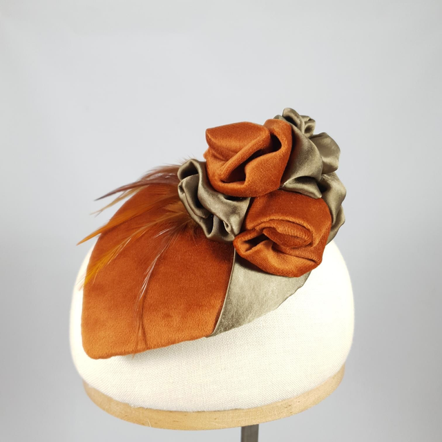 Fascinator goutte orange fleuri
