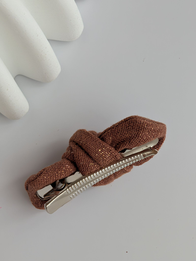 Barrette noeud Romie coeur rose terracotta