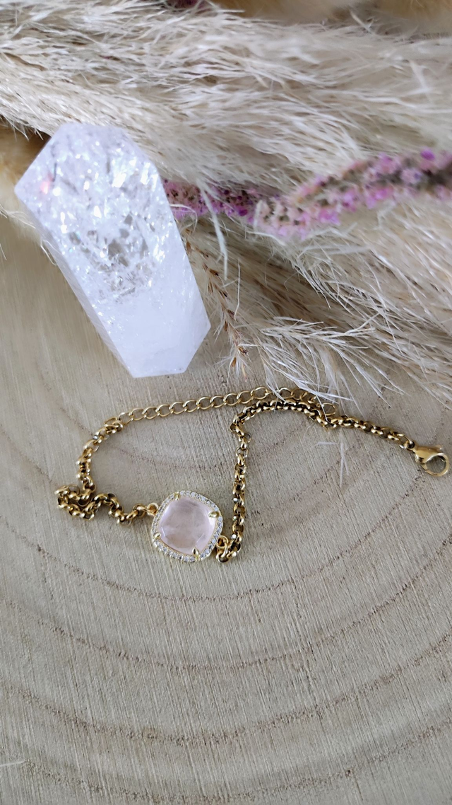 Bracelet "Éclat" Quartz rose N°8