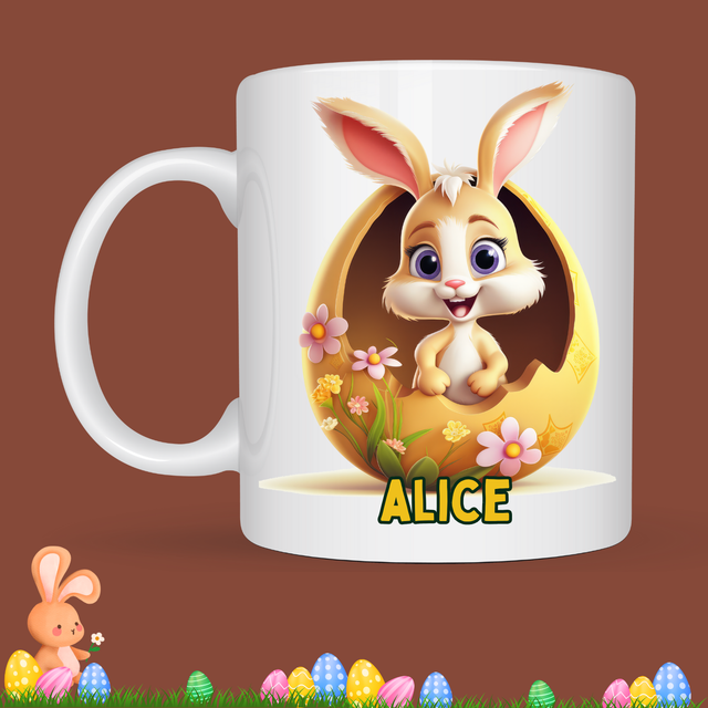 Mug de Pâques "Coquille d'oeuf" modèle 4, prénom au choix 